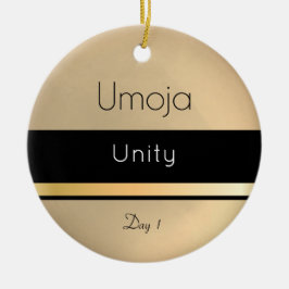 Adorno De Cerámica Kwanzaa Umoja Oro Día Blanco Negro 1