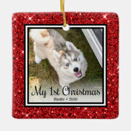Adorno De Cerámica La 1ª Navidad del cachorro 2 Foto
