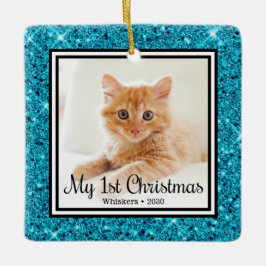 Adorno De Cerámica La 1ª Navidad del gatito 2 Foto