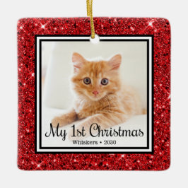 Adorno De Cerámica La 1ª Navidad del gatito 2 Foto