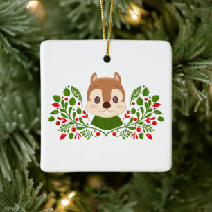 Adorno De Cerámica La ardilla de los Navidades pequeños agrega mensaj