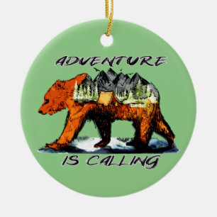 Adorno De Cerámica La aventura está llamando - Oso Camping Woods Mont