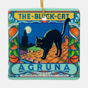 Adorno De Cerámica La baldosa cerámica de gato negro