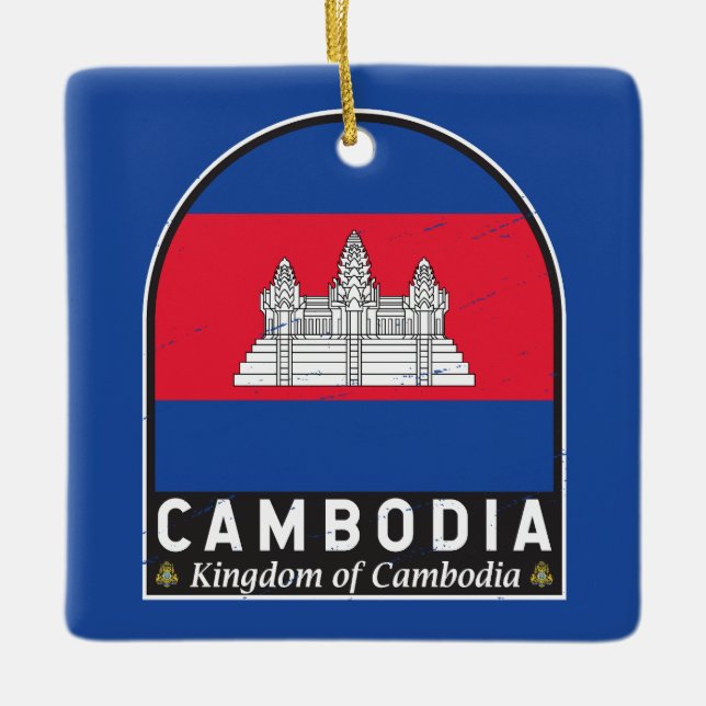Adorno De Cerámica La bandera de Camboya estropeó la cosecha (Anverso)