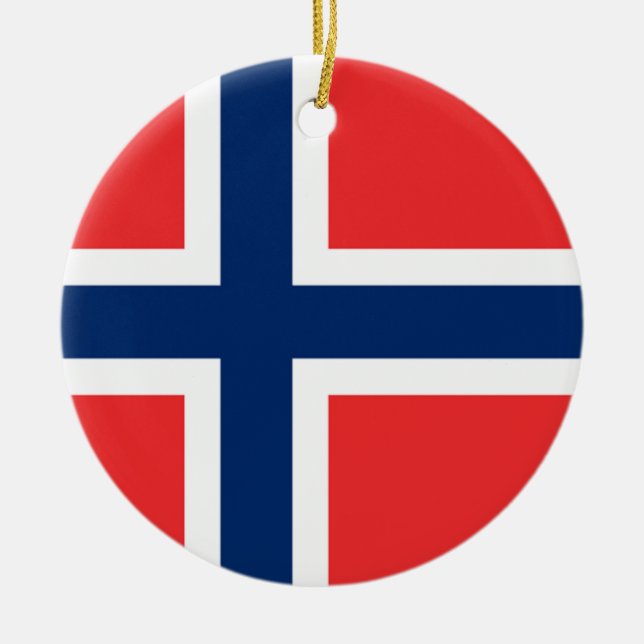 Adorno De Cerámica La bandera de Noruega - Escandinavia (Frente)