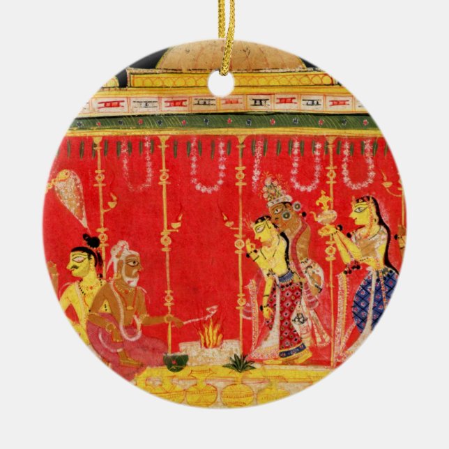 Adorno De Cerámica La boda de los padres de Krishna, de una (Frente)
