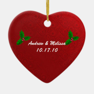 Adorno De Cerámica La boda linda casó nuestro primer navidad