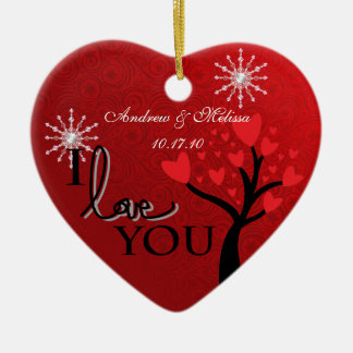 Adorno De Cerámica La boda linda casó nuestro primer navidad