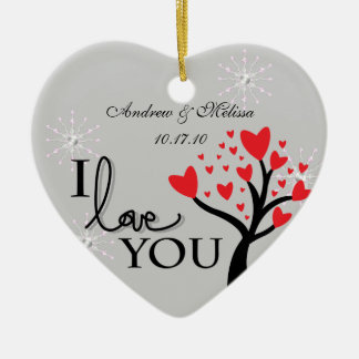 Adorno De Cerámica La boda linda casó nuestro primer navidad