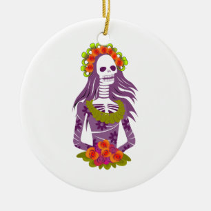 Adorno De Cerámica La Calavera Catrina/'cráneo elegante esquelético