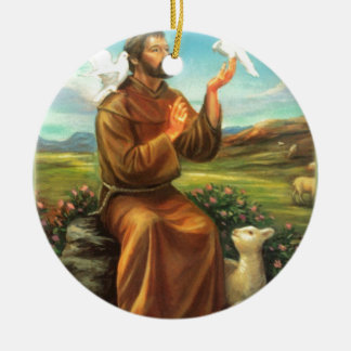 Adorno De Cerámica La camiseta a todo color de St Francis, lazo,