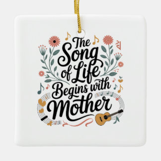 Adorno De Cerámica La canción de la vida comienza con la madre