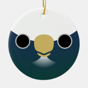 Adorno De Cerámica La cara de un loro con corona blanca
