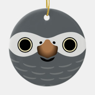 Adorno De Cerámica La cara de un loro gris titánico africano