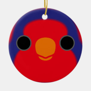 Adorno De Cerámica La cara de un Lory rojo y azul