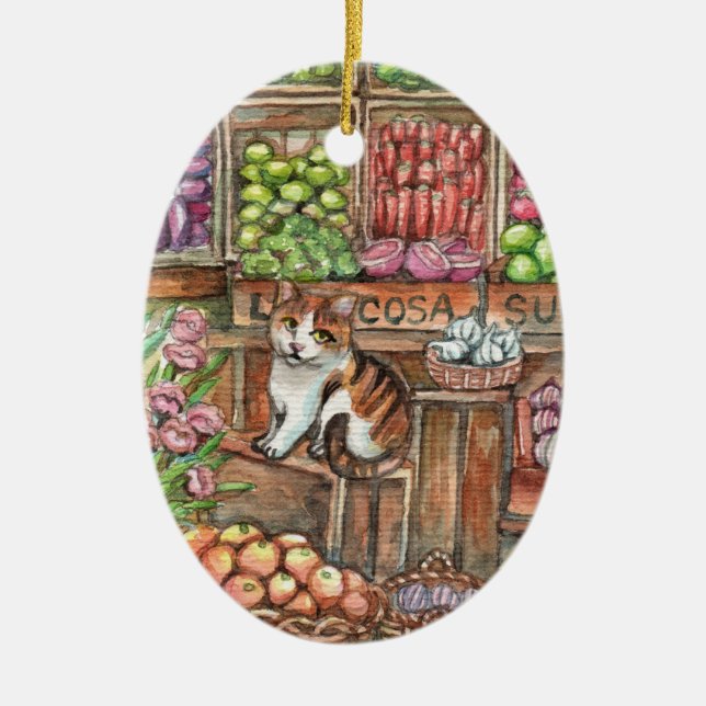 Adorno De Cerámica La carne en el mercado (Frente)