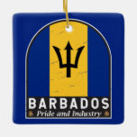 Adorno De Cerámica La cosecha de la bandera de Barbados es de mal gus<br><div class="desc">Emblema de Barbados con la bandera y el escudo de armas.</div>