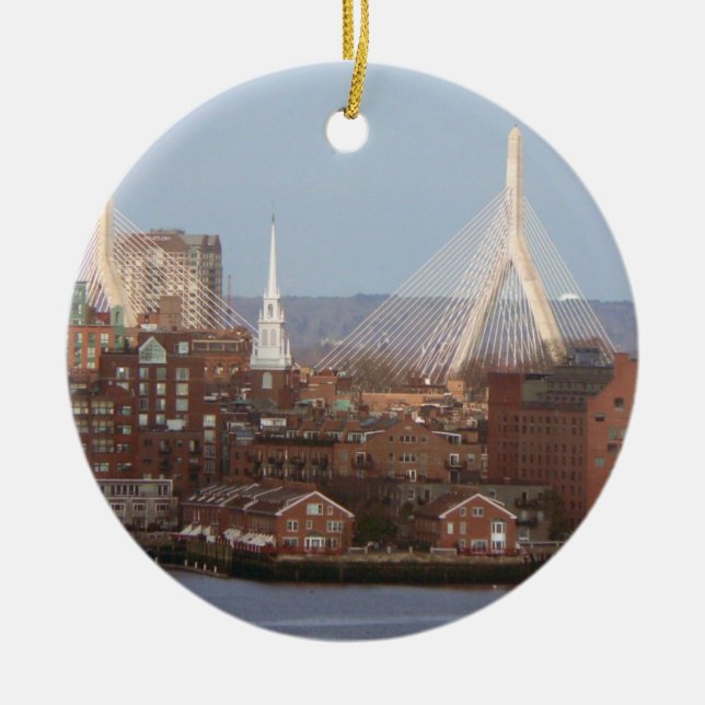 Adorno De Cerámica La costa de Boston con el puente de Zakim (Frente)
