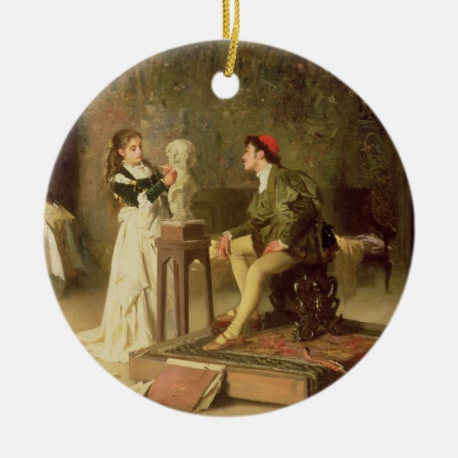 Adorno De Cerámica La escultora joven (aceite en lona) (Frente)