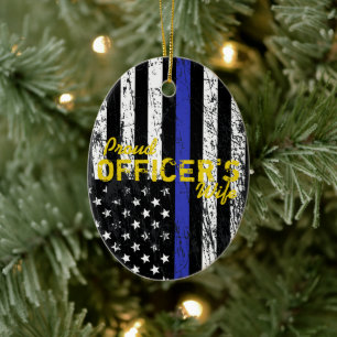 Adorno De Cerámica La esposa de un oficial orgulloso, Thin Blue Line