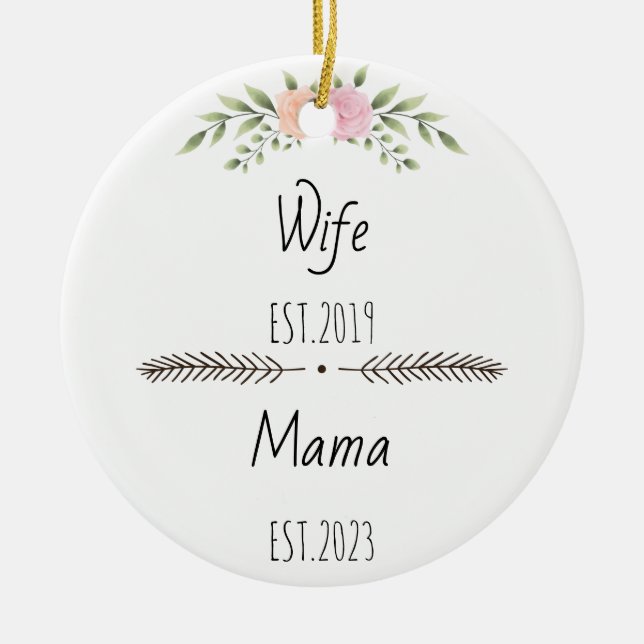 Adorno De Cerámica La esposa personalizada Mama Est Año Personalizado (Frente)