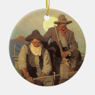 Adorno De Cerámica La etapa de pago de NC Wyeth, Vintage Cowboys