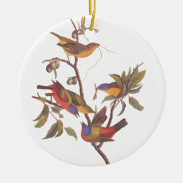 Adorno De Cerámica La familia de cinco pájaros de Bunting de Audubon