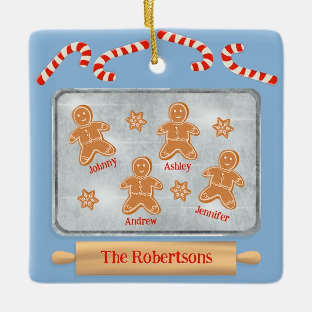 Adorno De Cerámica La familia de las cookies de Gingerbread (Anverso)