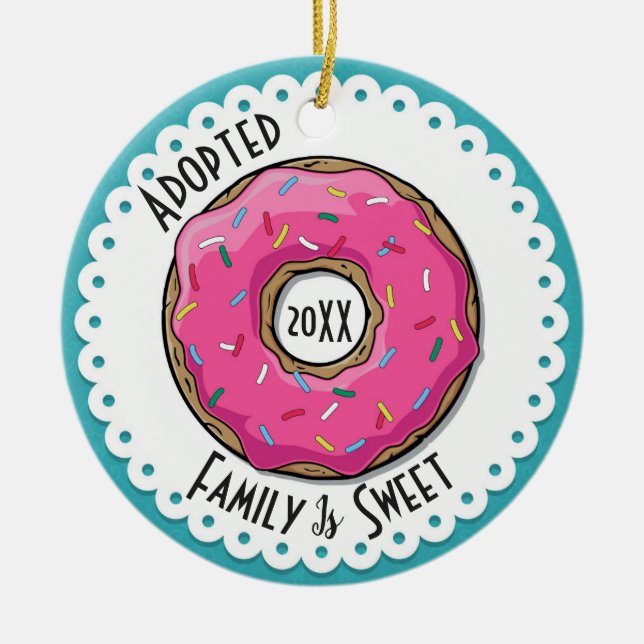 Adorno De Cerámica La familia es foto anticuada buñuelo adoptada (Frente)