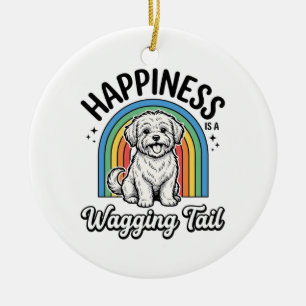 Adorno De Cerámica La felicidad es un diseño de amante de perros con 