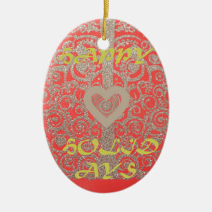 Adorno De Cerámica La feliz colección de oro y rojo del corazón de la