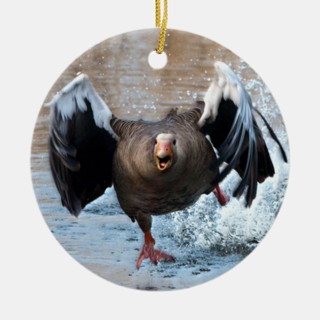 Adorno De Cerámica La ganga del Greylag en la persecución (Frente)