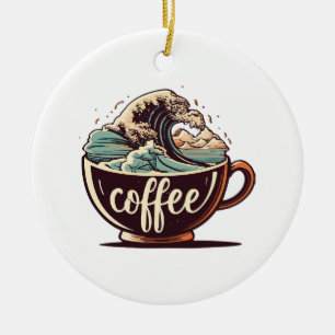 Adorno De Cerámica La Gran Ola De Café