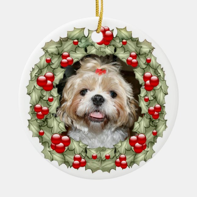 Adorno De Cerámica La guerra de los Navidades Shih Tzu (Frente)
