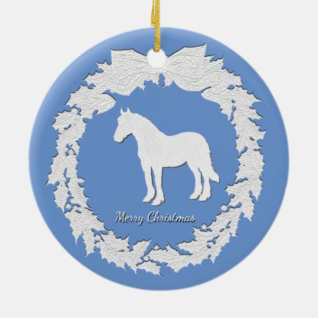 Adorno De Cerámica La guirnalda del caballo blanco personaliza el (Atrás)