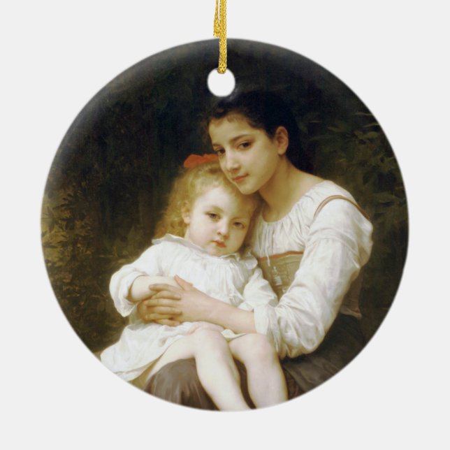 Adorno De Cerámica La hermana mayor (por William Bouguereau) (Atrás)