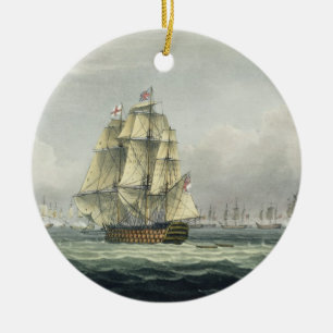 Adorno De Cerámica La HMS Victory que navegaba para la línea frances