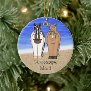 Adorno De Cerámica La isla de Chincoteague personalizada Ponies - Cab