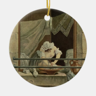 Adorno De Cerámica La lavandera, grabada por J. Laurent Julien (c1