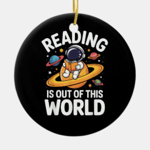 Adorno De Cerámica La lectura es divertida libros de espacio fuera de