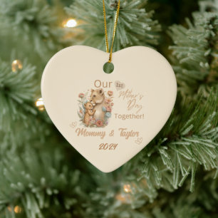 Adorno De Cerámica La leona y el bebé, el primer día de nuestra madre