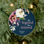 Adorno De Cerámica La Leyenda Se Ha Retirado De Flora Elegante Person<br><div class="desc">La Leyenda Ha Retirado Un Elegante Ornamento Cerámico Floral Personalizado. Personalice la información de su personalizado en la parte frontal y posterior.</div>