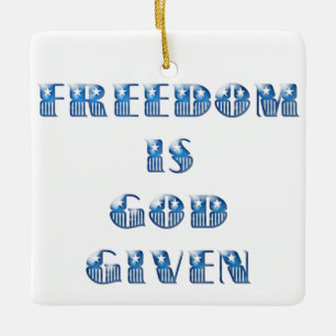 Adorno De Cerámica La libertad es dada por Dios, azul