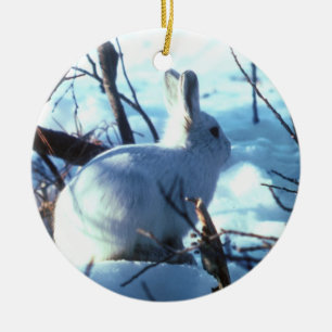 Adorno De Cerámica La liebre ártica en la nieve