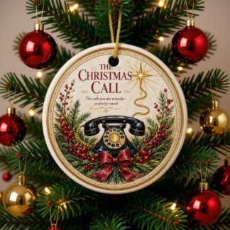 Adorno De Cerámica La llamada de Navidad de color claro