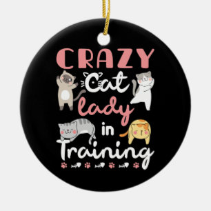 Adorno De Cerámica La loca dama del gato en entrenamiento