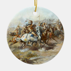 Adorno De Cerámica La lucha de Custer Batalla Charles Marion Russell 