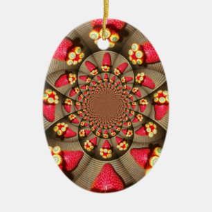 Adorno De Cerámica La luz roja colorida: Arte de fresa Kaleidoscope