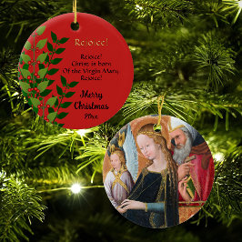 Adorno De Cerámica La Madonna Esperante con San José Redondo