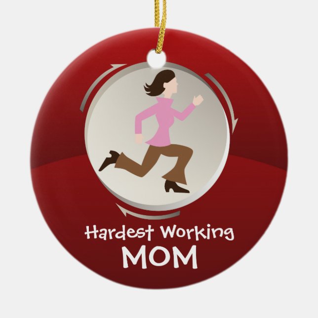 Adorno De Cerámica La mamá más trabajadora (Frente)